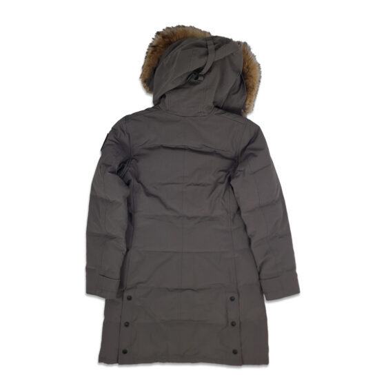 canada goose shelburne parka black label, coastal grey, back