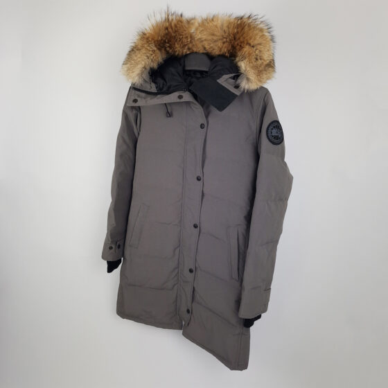 canada goose shelburne parka black label coastal grey